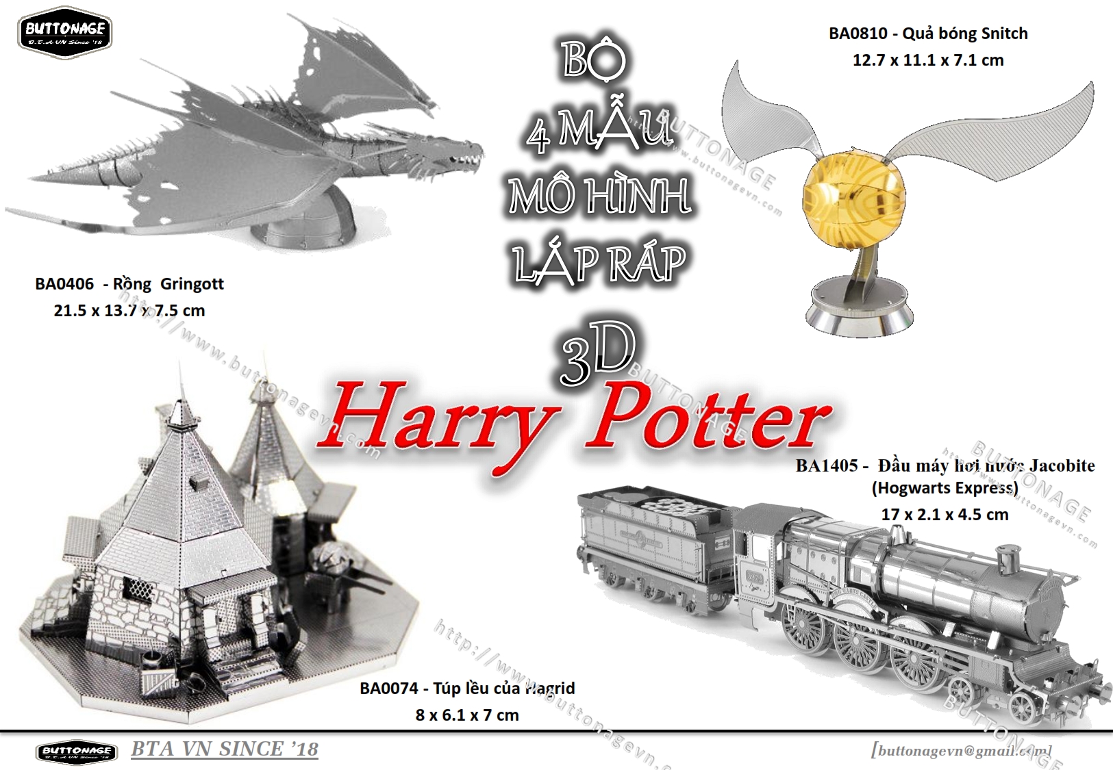 Mô Hình Hary Porter (Kim loại lắp ghép 3D)
