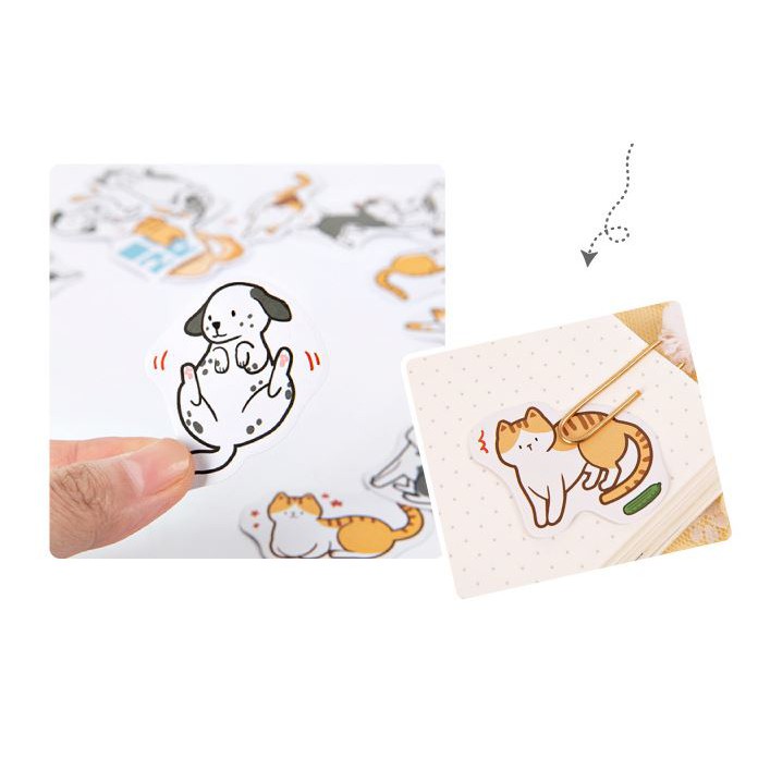 Bộ 46 Sticker Mèo & Chó Hàn Quốc dán trang trí E58