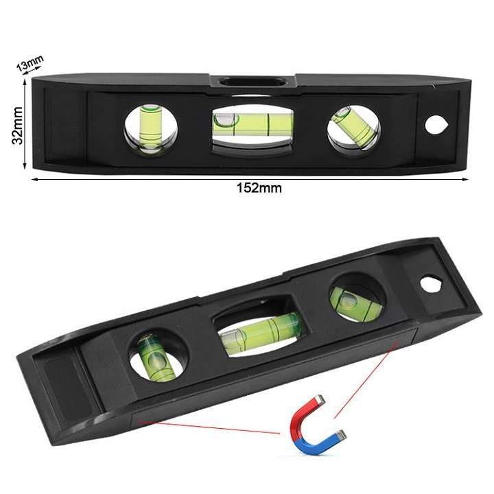 THƯỚC THỦY 3 TRỤ CÂN BẰNG, CÓ NAM CHÂM DÀI 15cm,  màu đen TIỆN ÍCH KỸ THUẬT SỮA CHỮA NHÀ CỬA. TH0933