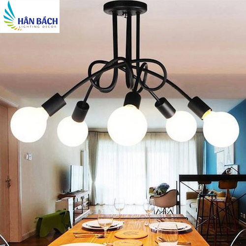 [HCM]Bộ đèn thả trần trang trí nhà quán cà phê (Tặng kèm 5 bóng tròn Led Bulb 5W ánh sáng vàng)