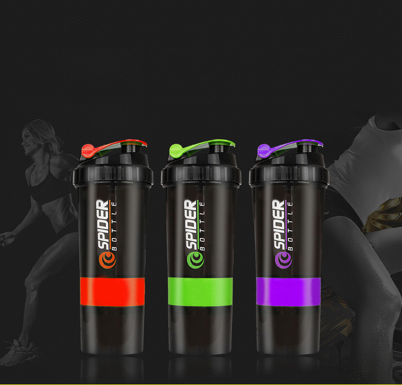 Bình Nước Spider - Bình Nước Tập Gym 3 Ngăn 650ml