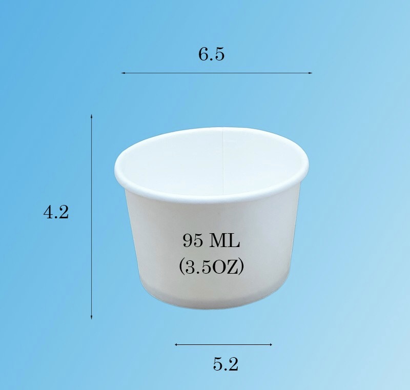 100 chén giấy đựng kem, đựng nước chấm 95ml, kèm nắp