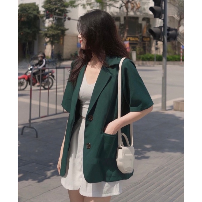 (Oldschoolcloth)ÁO BLAZER TAY NGẮN 1 LỚP ULZZANG (ẢNH THẬT/KÈM VIDEO)