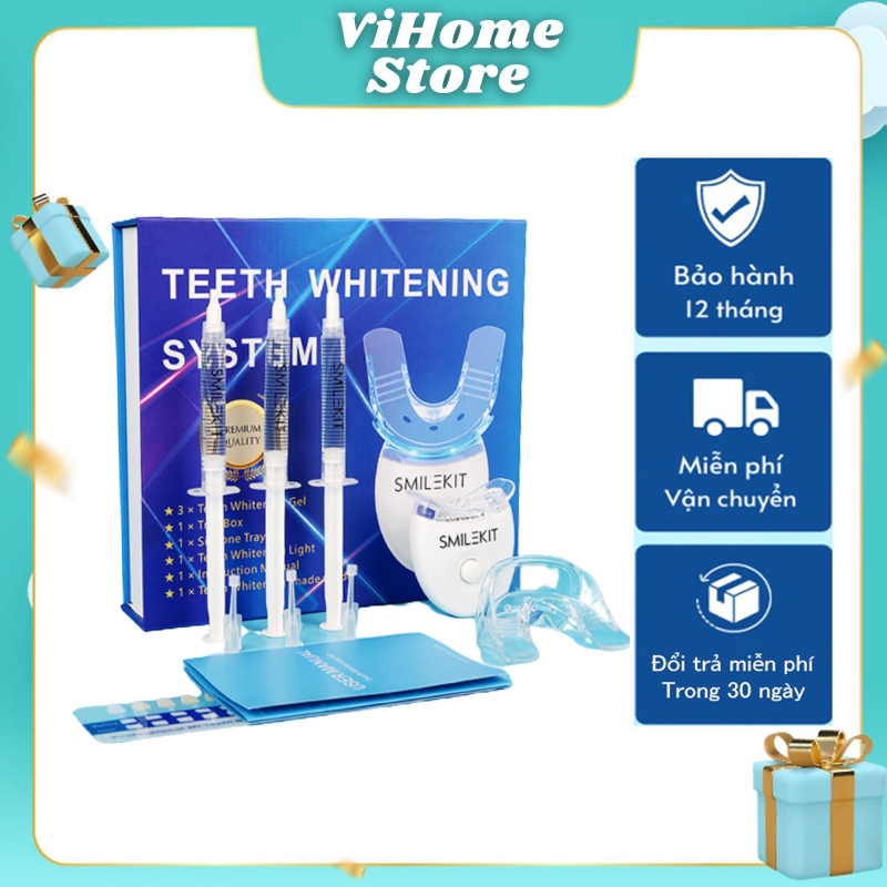 Máy làm trắng răng, tẩy trắng răng tại nhà cực đơn giản, hết ố vàng, răng trắng sáng tự nhiên - Máy làm trắng răng hiệu quả Smile Kit thế hệ mới 2021 - Không hiệu quả hoàn lại tiền 100%