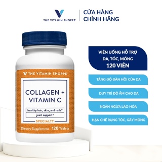 Viên uống hỗ trợ da, tóc, móng THE VITAMIN SHOPPE Collagen + Vitamin C Tabs 120 viên thumbnail