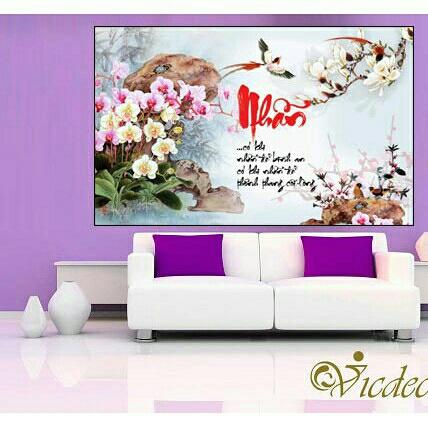 tranh đính đá NHẪN kích thước :75×50cm
