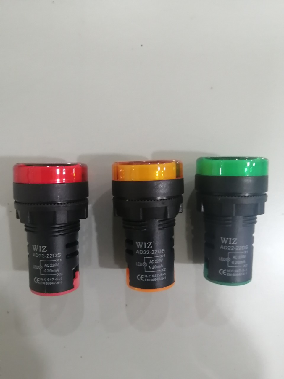 Combo 03 đèn báo pha tủ điện phi 22 đỏ vàng xanh 220V