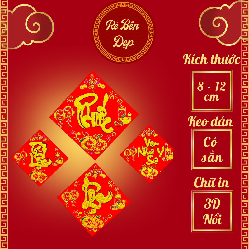 Decal mặt nhung dán dưa bưởi ngày tết