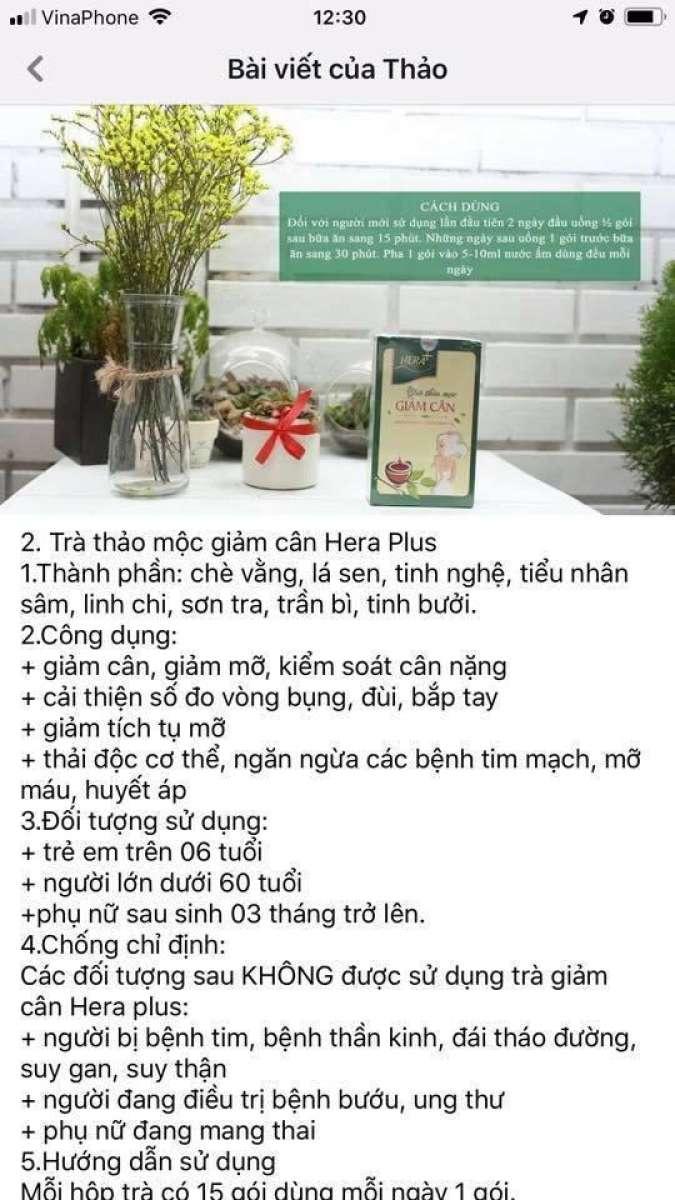 [HCM]Trà thảo mộc giảm cân HERA PLUS dạng viên