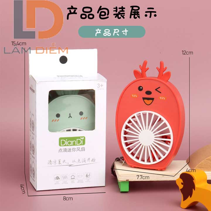 Quạt bàn pin sạc usb 2 chế độ siêu mát đôrêmon kitty