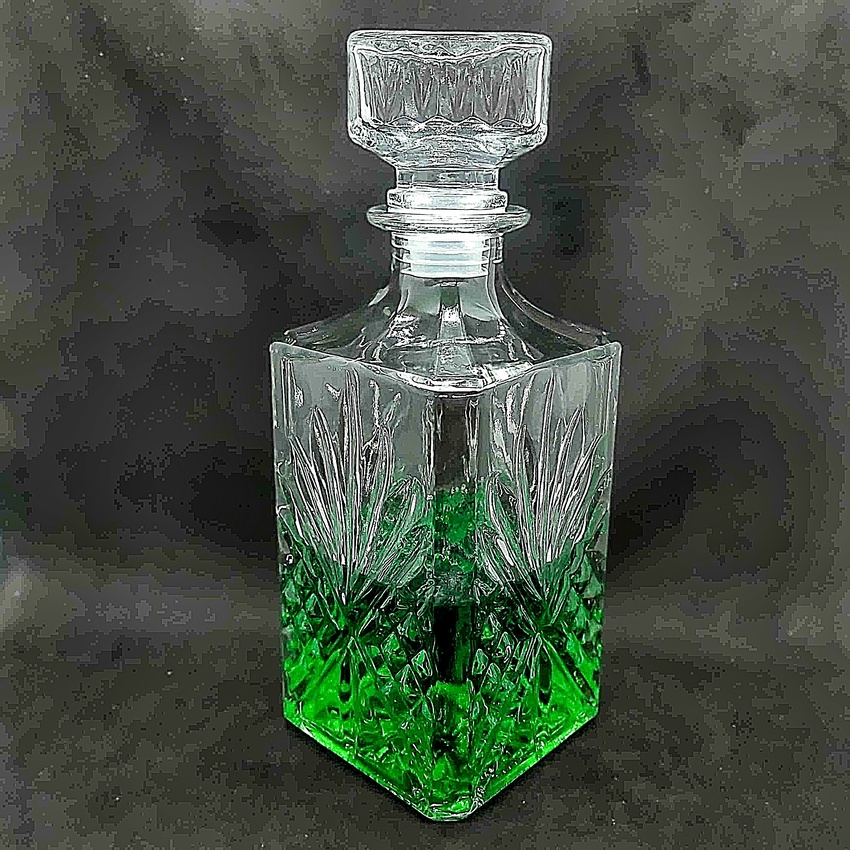 Vỏ Chai Đựng Rượu 1 lít vuông họa tiết lá cọ – Chai Thủy Tinh Đựng Rượu 1000ML - Bình Đựng Rượu trang trí phòng khách (A7)