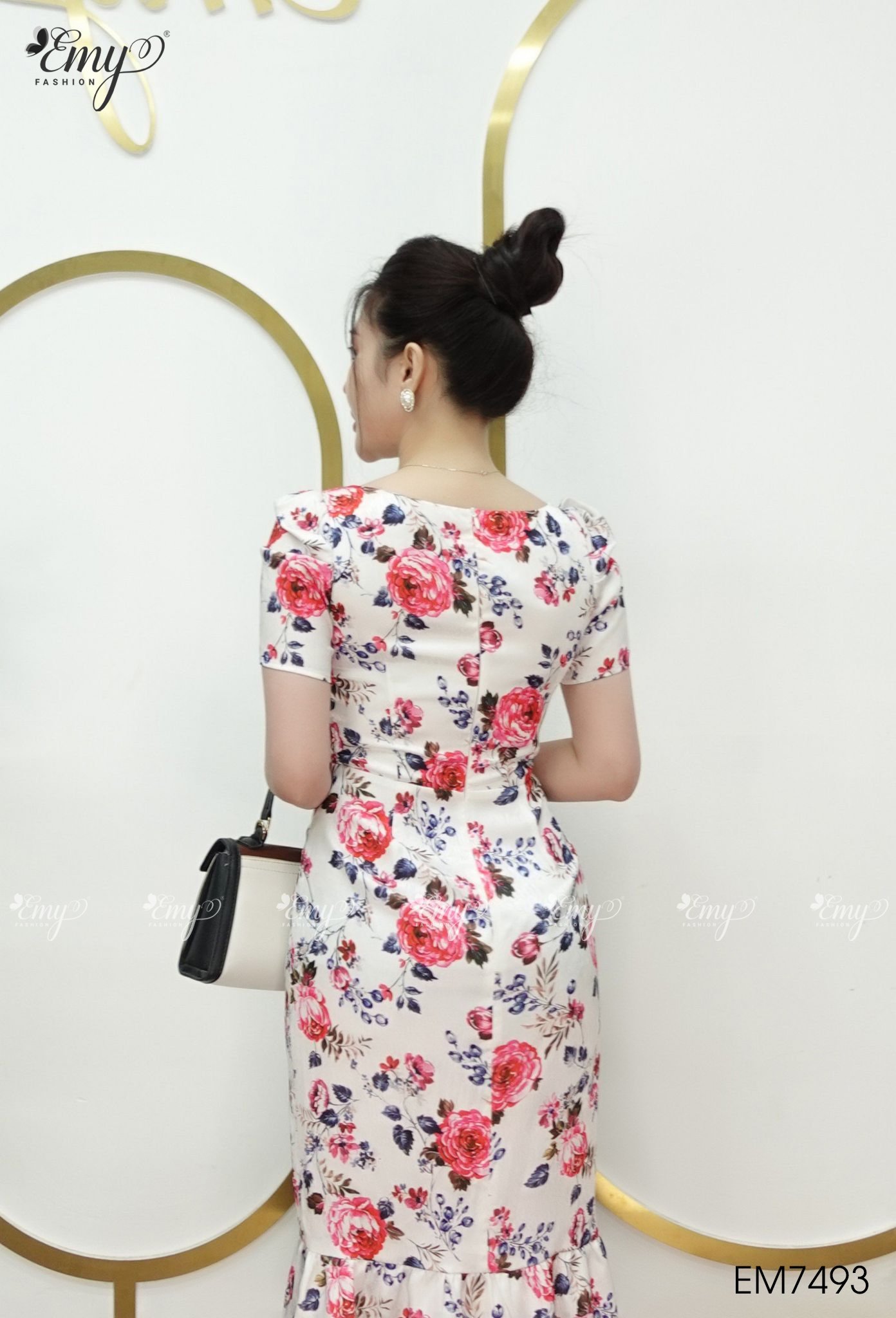 Đầm EMY EM7493 Body Đuôi Cá Hoa Hồng