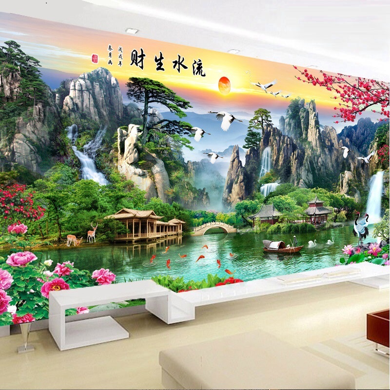 Tranh thêu phong cảnh khổ lớn 237 x1m