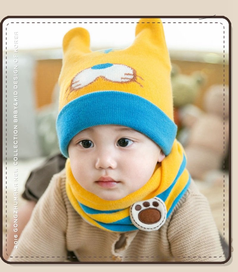 Mũ len liền khăn cổ mẫu mặt hổ Tiger cho bé
