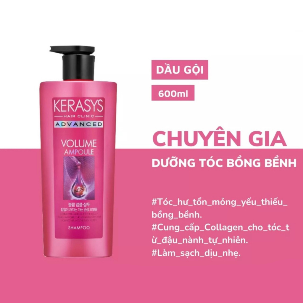 Dầu Gội/Xả Dành Cho Tóc Thẳng Tự Nhiên Kerasys Salon Care Straightening Hàn Quốc 600ml