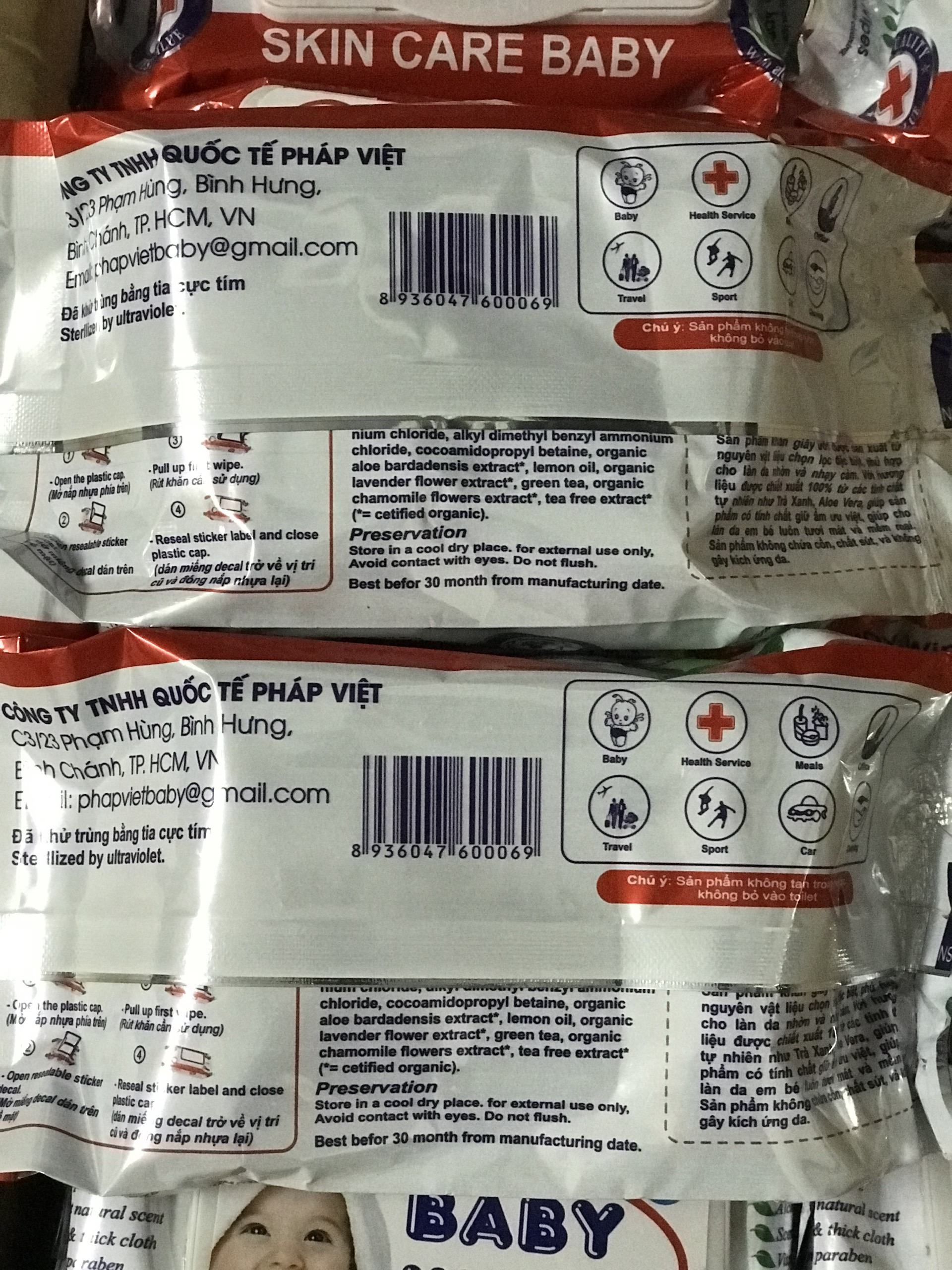 COMBO 5 BỊCH Khăn Giấy Ướt Baby Wipes Bịch 80g