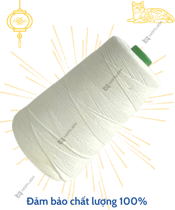 Cuộn chỉ may bao màu trắng (200gram/Cuộn)