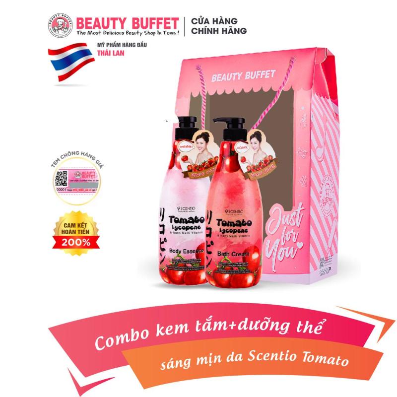 Combo Kem tắm và Dưỡng thể dưỡng ẩm, làm mịn và săn chắc da Scentio Tomato Lycopene 700ml