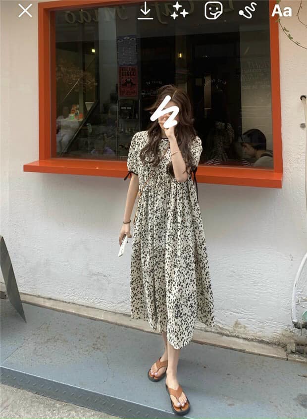 ĐẦM VOAN LỤA HOA NHÍ DÀY DẶN DẠO PHỐ CỰC XINH