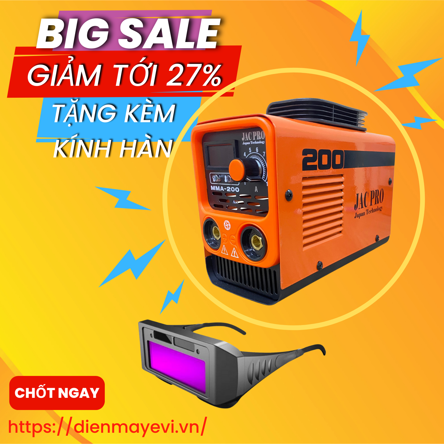 Máy hàn que Jacpro MMA-200 hàn gia đình làm nhà tiền chế hàn que 2,5mm và