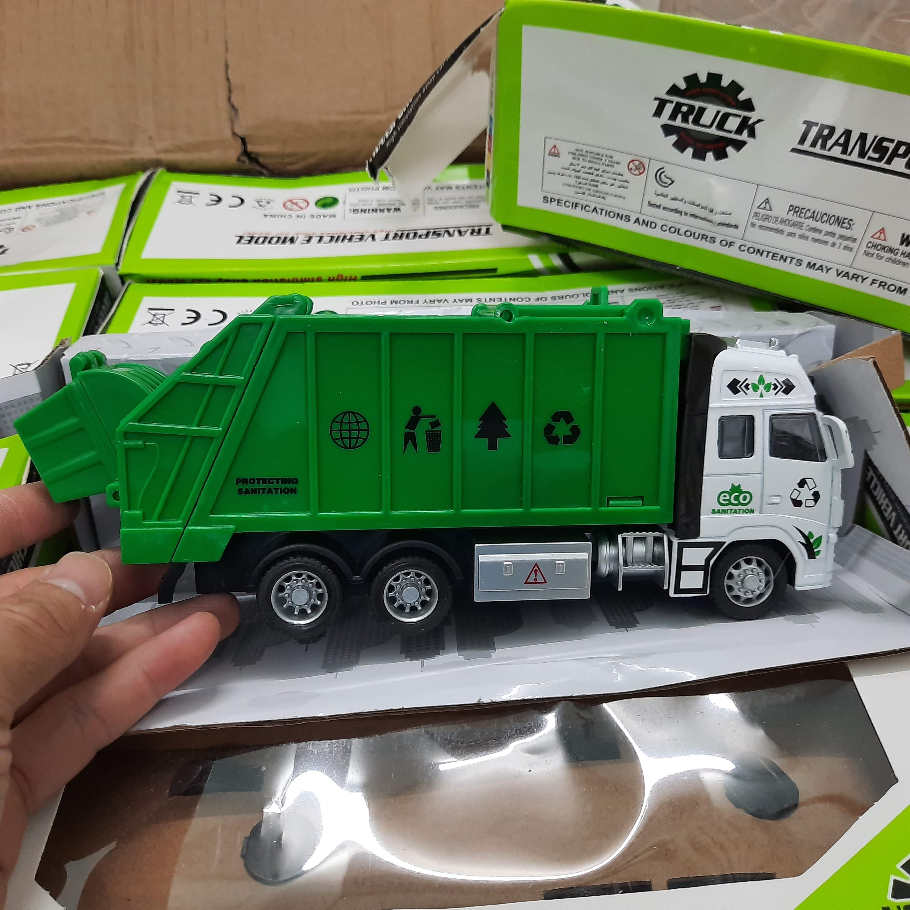 Xe ô tô chở rác mini đồ chơi trẻ em mô hình tỉ lệ 1:48 /1:38 bằng hợp kim và nhựa