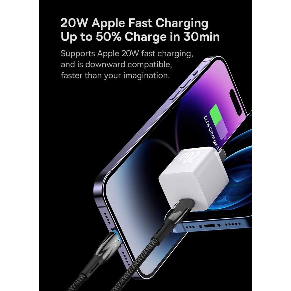 Cáp Sạc Nhanh Baseus Glimmer Series Fast Charging Data Cable USB to Lightning 2.4A