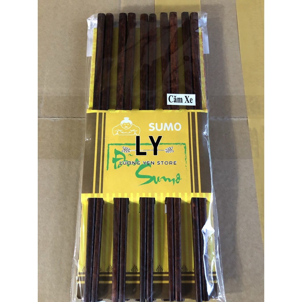 Bộ đũa gỗ sumo màu nâu đen dài 24cm