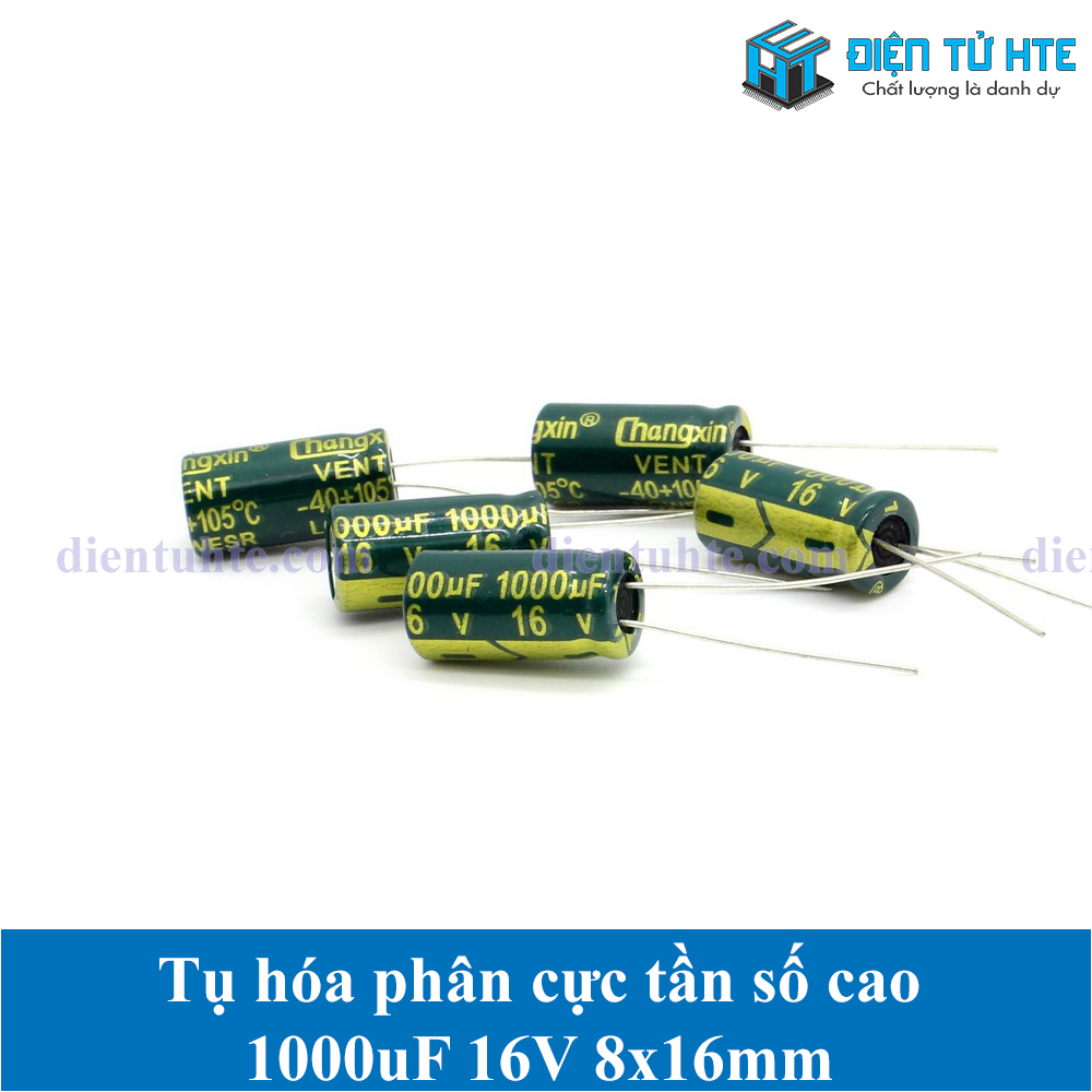 Tụ hóa tần số cao 1000uF 16V 8x16mm - Bộ 10 Cái