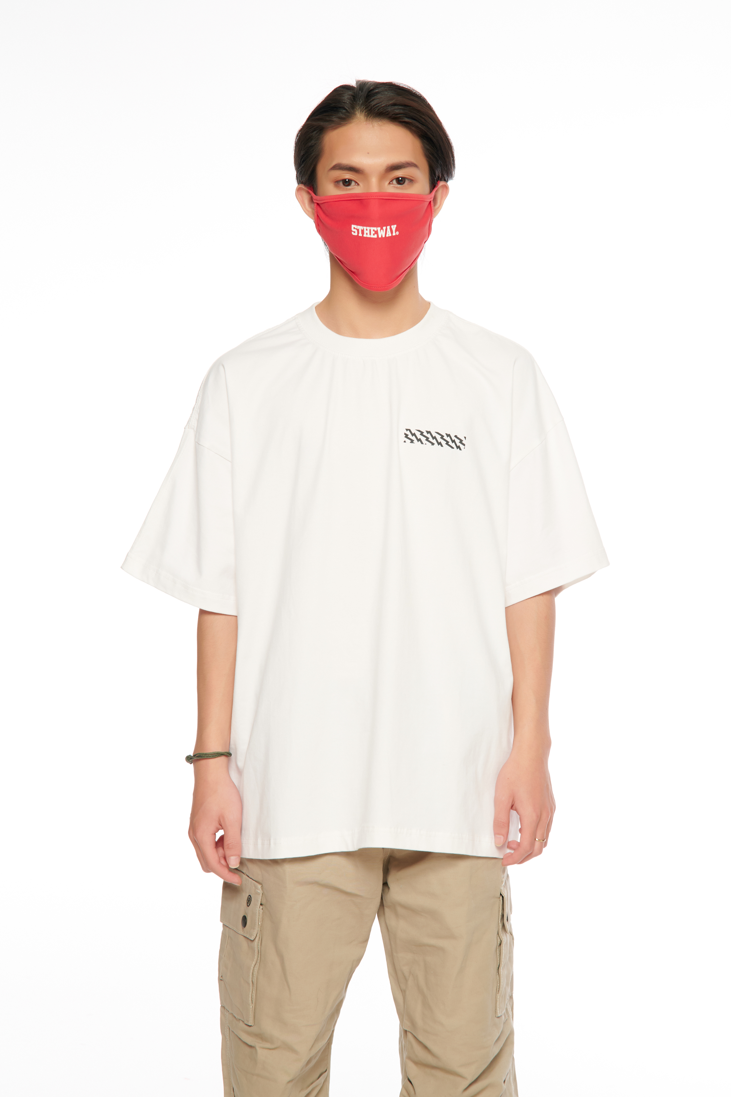 5THEWAY® /solid/ LETTER LOGO MASK™ in BITTERSWEET aka Khẩu Trang Đỏ