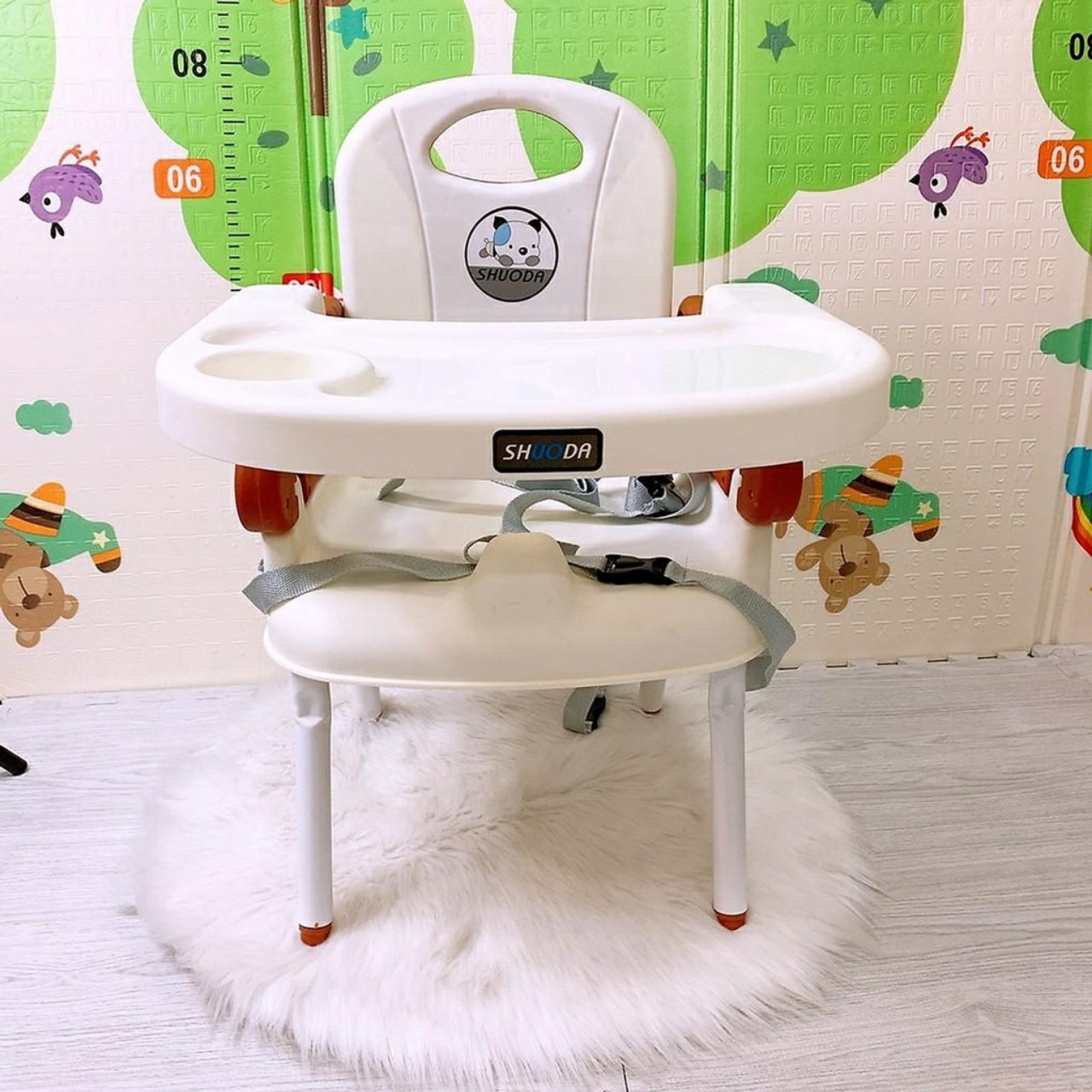 Ghế ăn dặm gấp gọn kèm 4 chân sắt cho bé