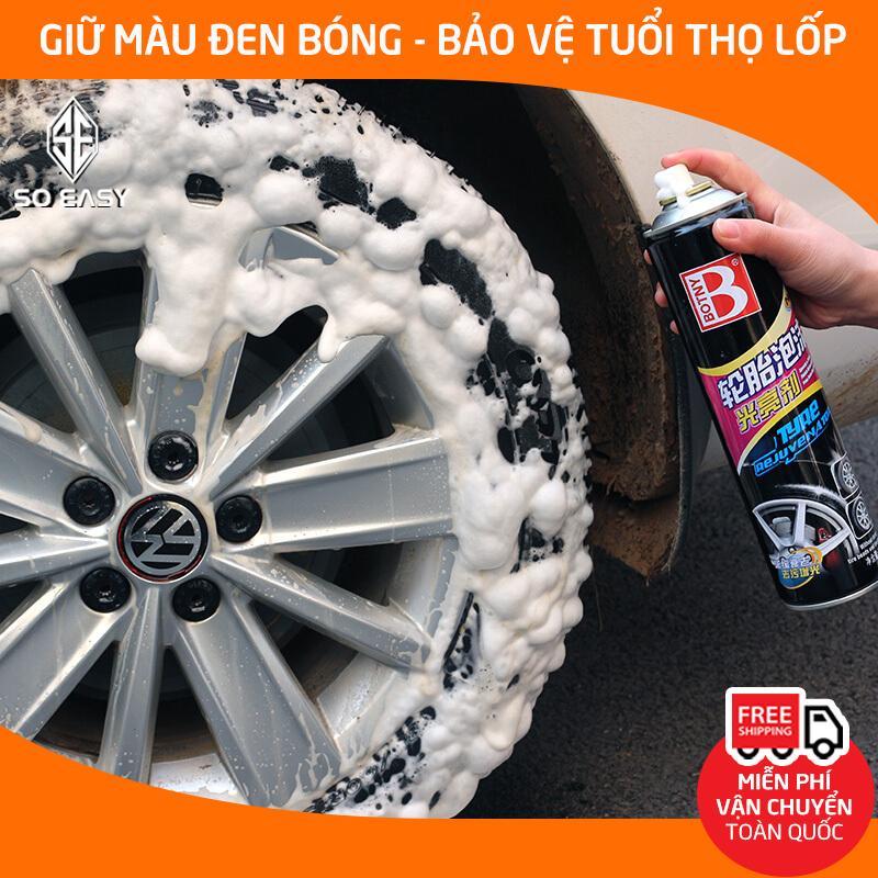 Dung dịch vệ sinh lốp xe, xịt tạo bọt làm sạch, bảo dưỡng mâm, vành bánh ô tô, xe hơi dưỡng đen bóng và chăm sóc bảo vệ lốp dung tích 680ml_B-1107