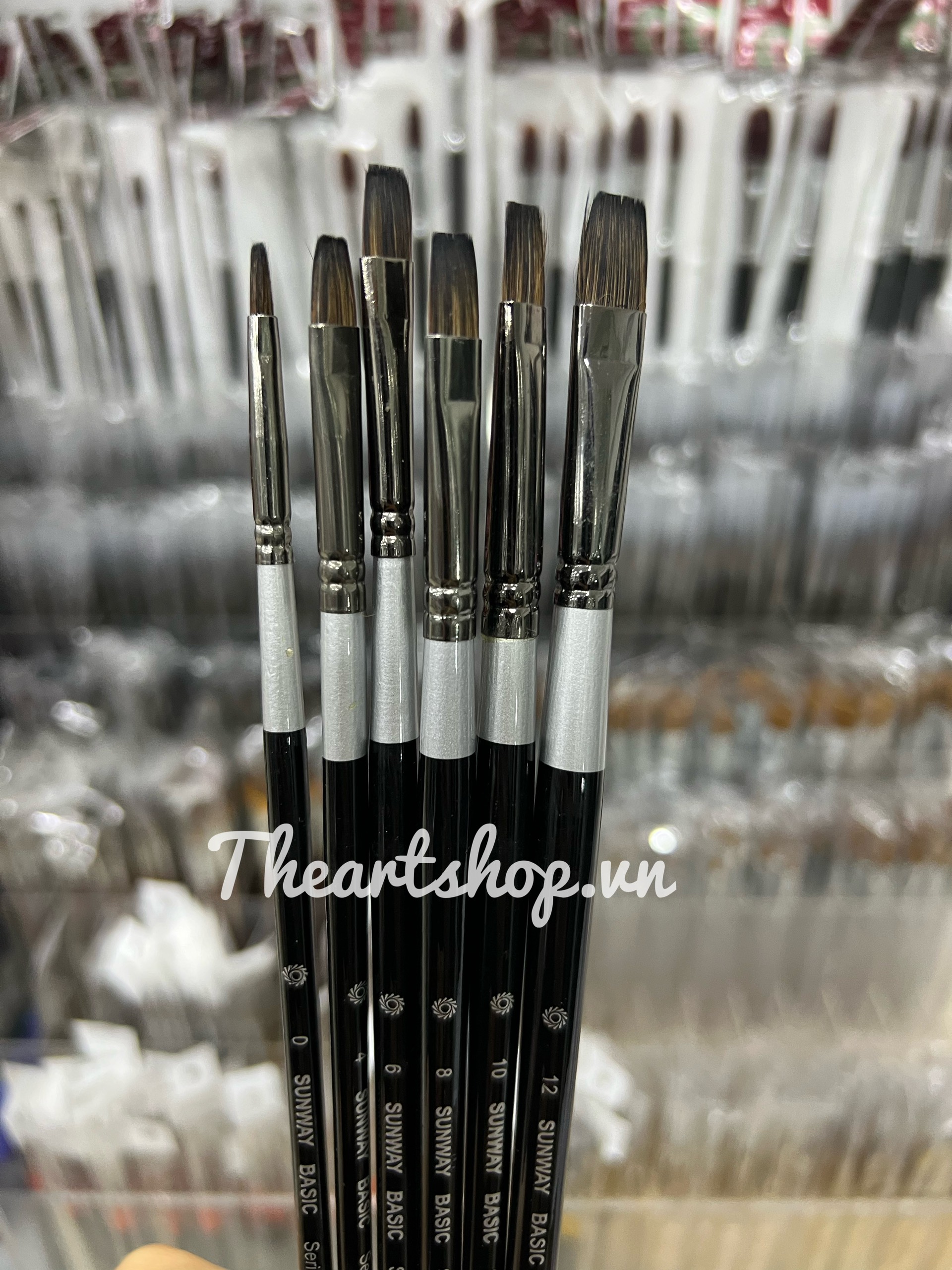 Cọ vẽ lông sóc đầu dẹt thân đen Sunway - Flat (B207)