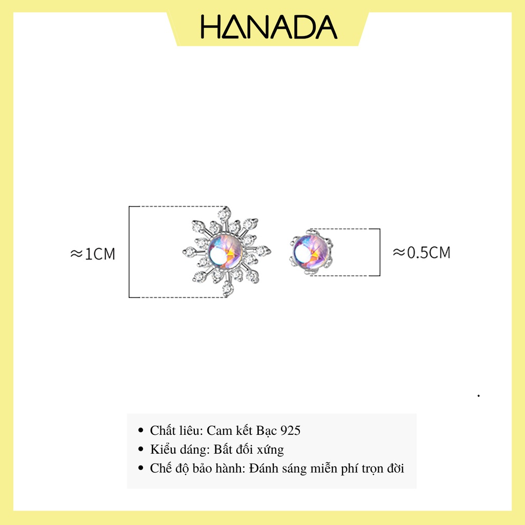 Bông Tai Bạc 925 Hanada Sao Đá Bất Đối Xứng 0376