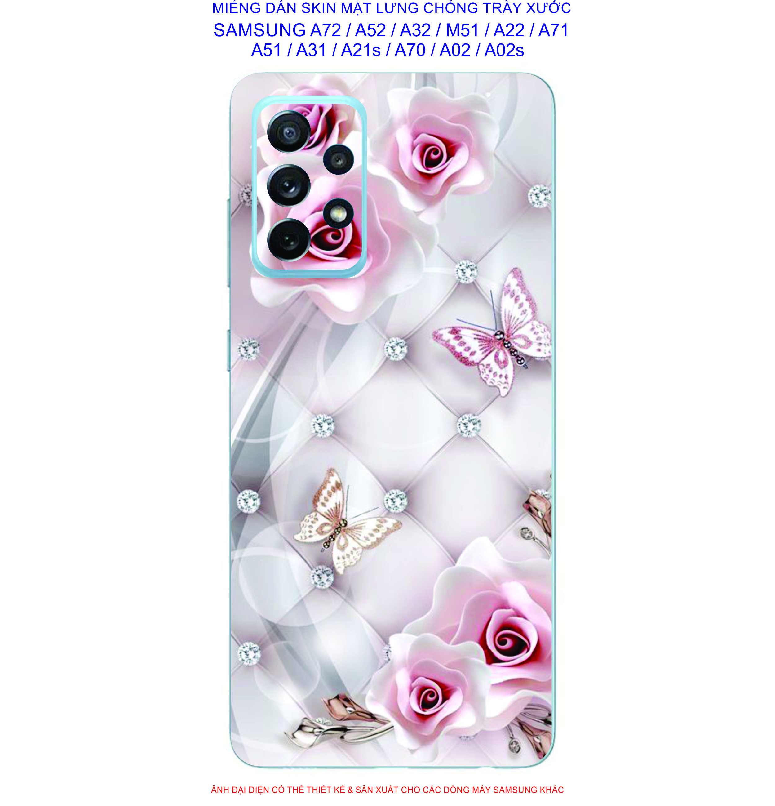 Miếng Dán Skin mặt lưng SAMSUNG A72 / A52 / A32 / A22 / M51 / A71 / A51 / A31 / A21s / A12 / A02 / A02s chống trầy xước