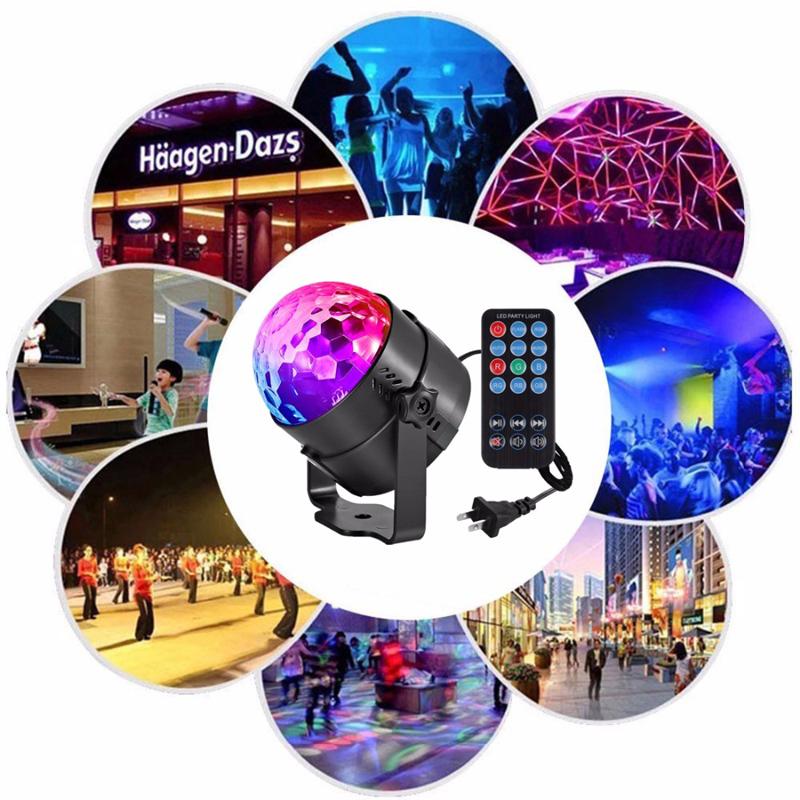Đèn led nháy theo nhạc, đèn led 7 màu tự xoay có điều khiển, đèn led vũ trường, led karaoke, đèn xoay 360 độ, đèn trang trí phòng khách, quán bar chớp theo nhạc..