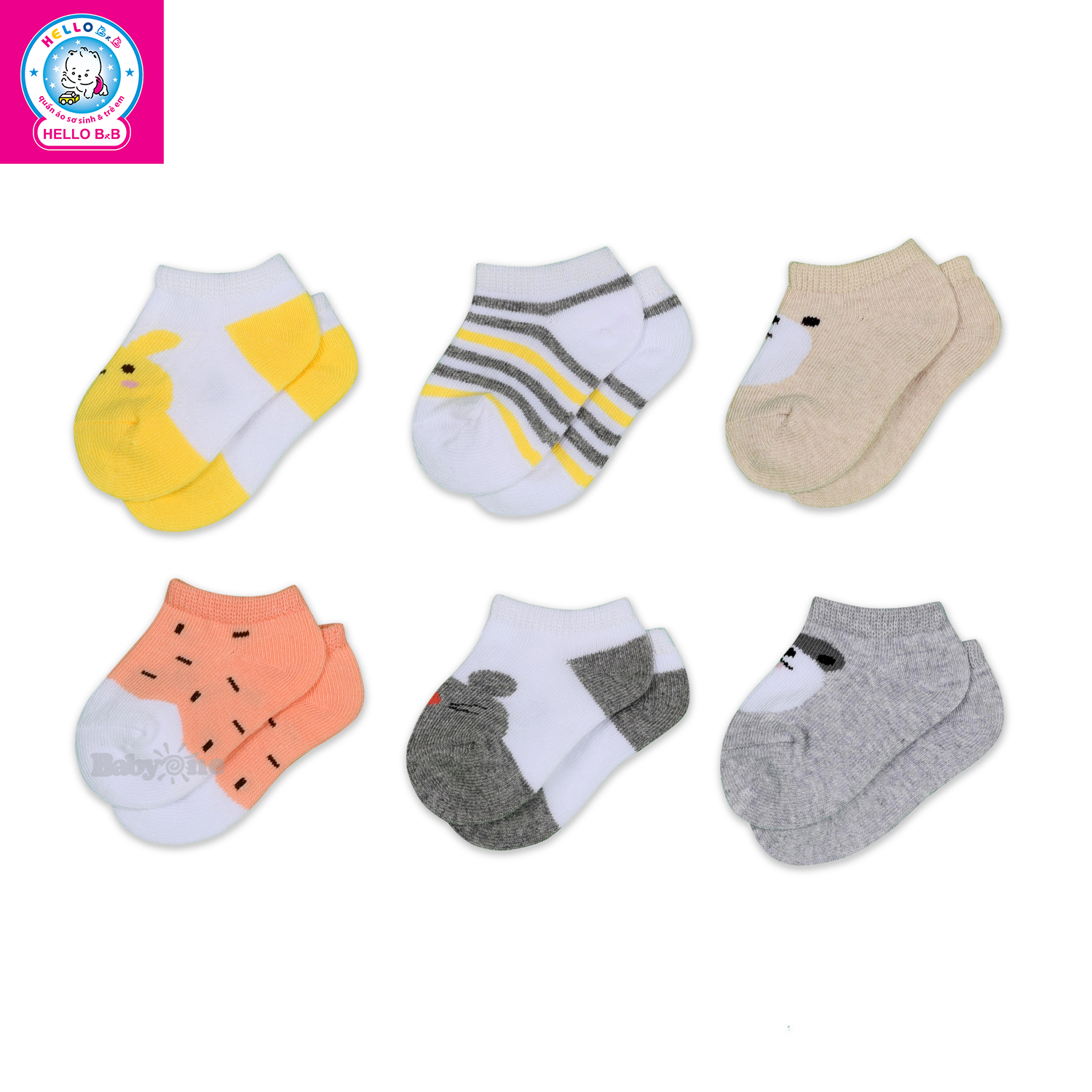Bộ 4 Đôi Vớ (tất) BabyOne VO0694 - HELLO B&B