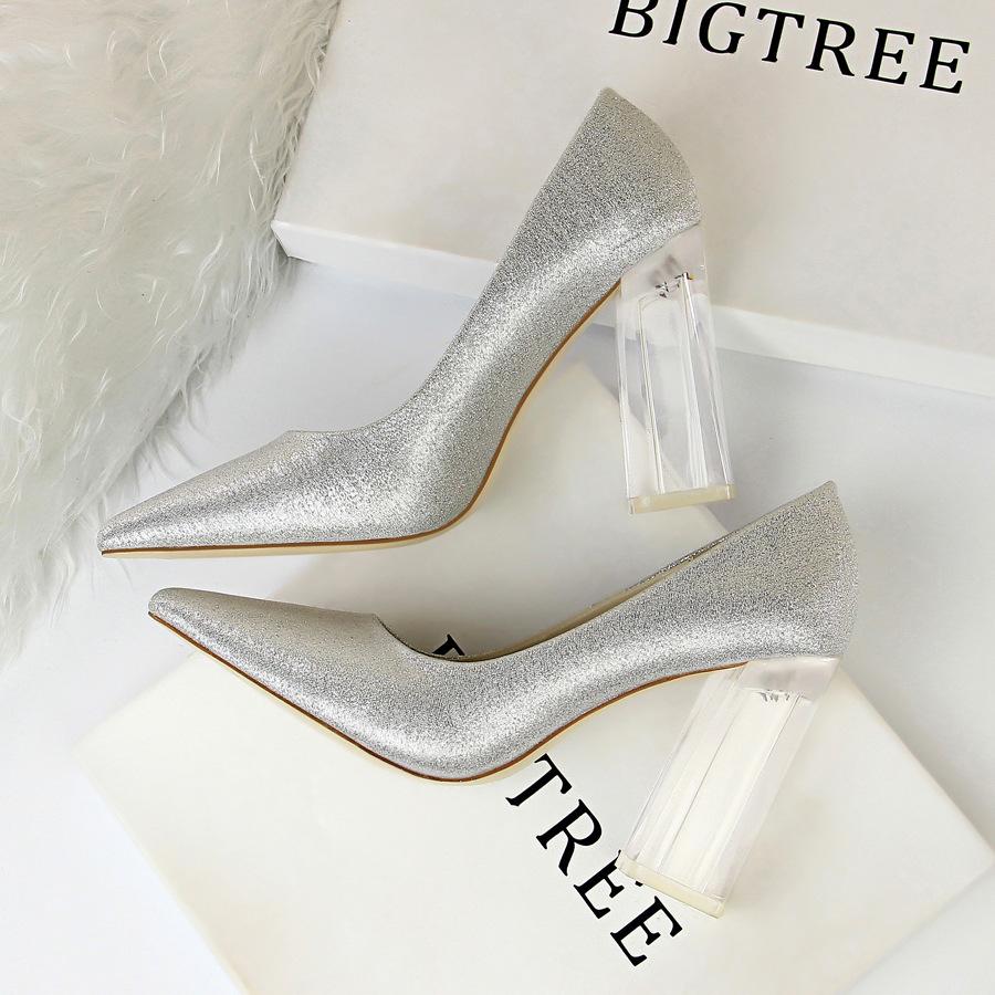 2993-1 high heels Bigtree Đế square transparent