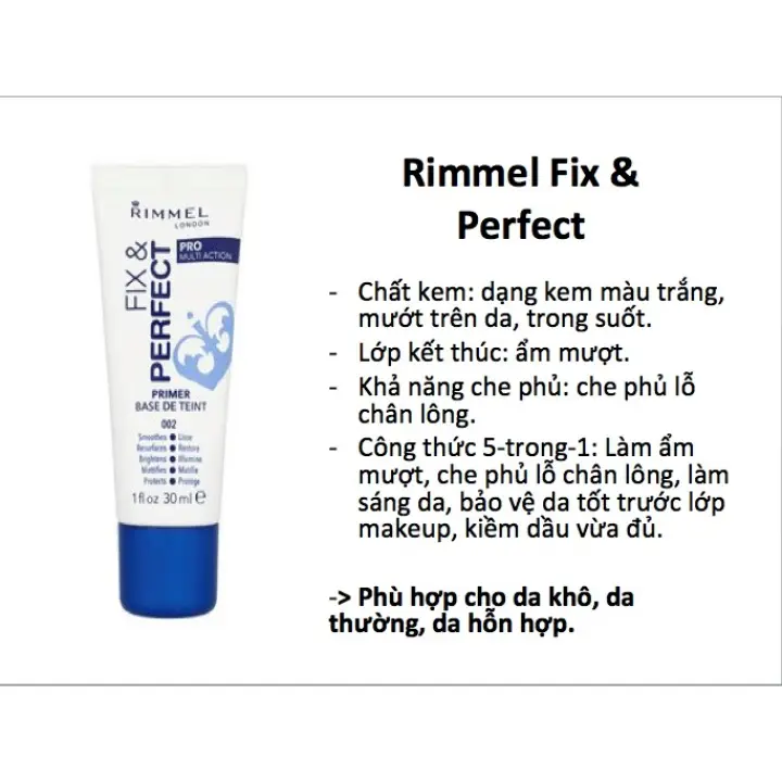 Kem lót Rimmel Fix & Perfect Pro, cam kết hàng đúng mô tả, chất lượng đảm  bảo an toàn đến sức khỏe người sử dụng | Lazada.vn