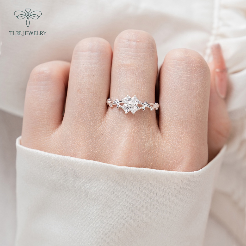 Nhẫn bạc nữ TLEE cỏ bốn lá đính đá cao cấp TleeJewelry A0104