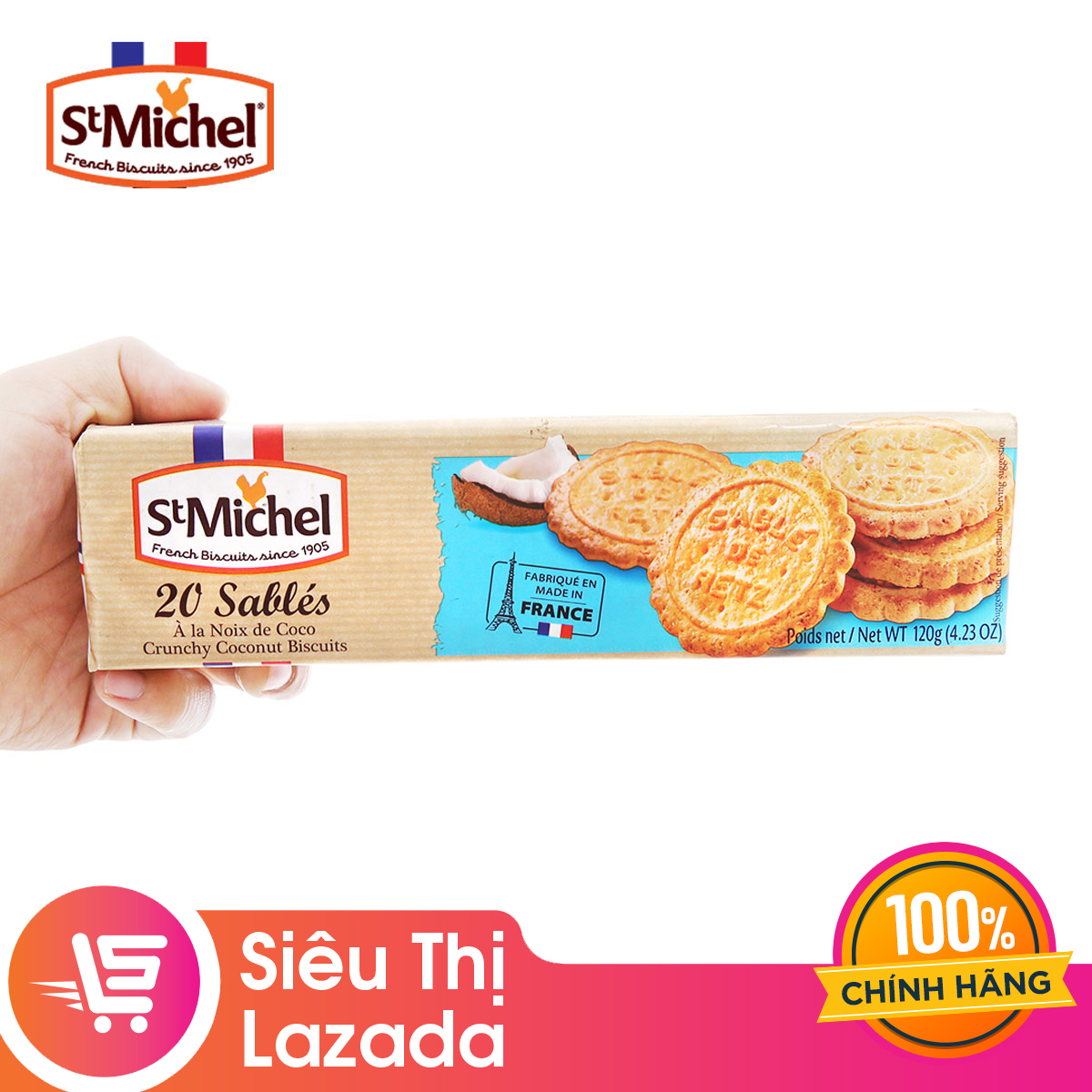 Bánh qui bơ Sablés dừa 120G hiệu St Michel