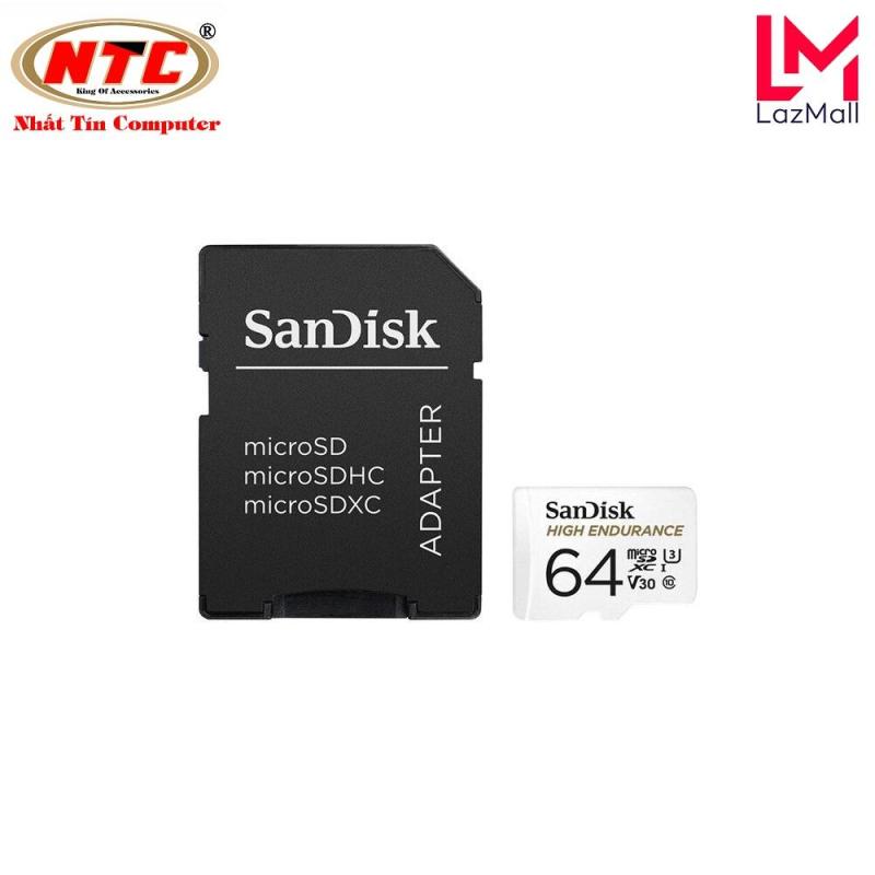 Thẻ nhớ microSDXC Sandisk High Endurance 64GB V30 UHS-I U3 4K R100MB/s W40MB/s chuyên camera quay đến 5,000 giờ (Trắng)