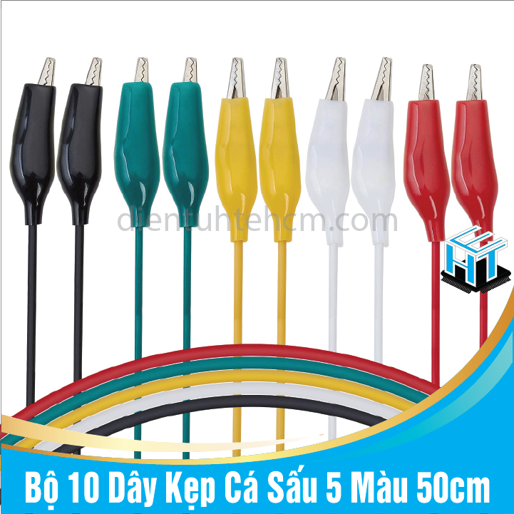 Bộ 10 Dây Kẹp Cá Sấu 5 Màu 50cm