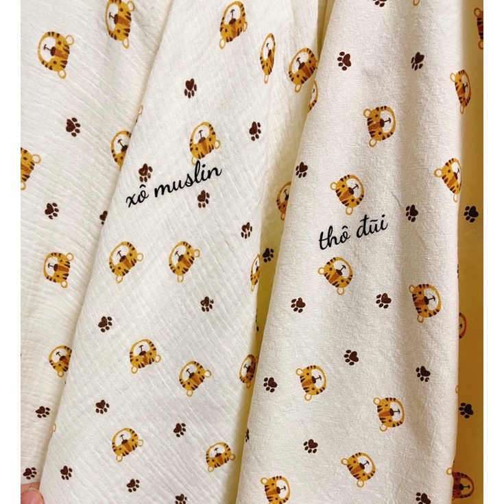 vải thô đũi cara mềm mát 100% cotton hình con hổ