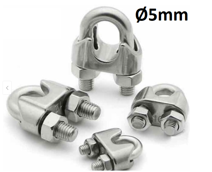 Bộ 10 cóc kẹp cáp - ốc siết cáp - khoá cáp 5mm