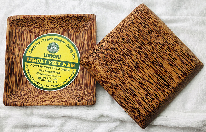 [HCM]Dĩa Gỗ Dừa Hình Vuông