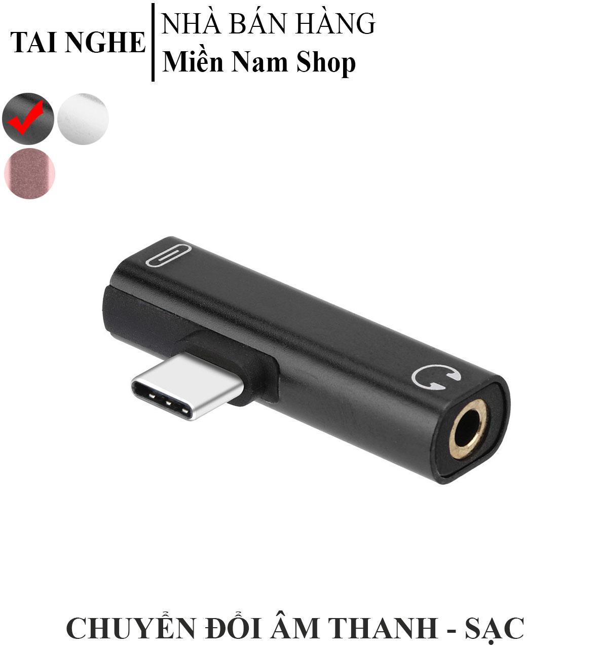 Đầu chuyển đổi chia cổng Type-C âm thanh thành jack tai nghe 3.5mm và sạc Type-C  dành cho dòng android Type C