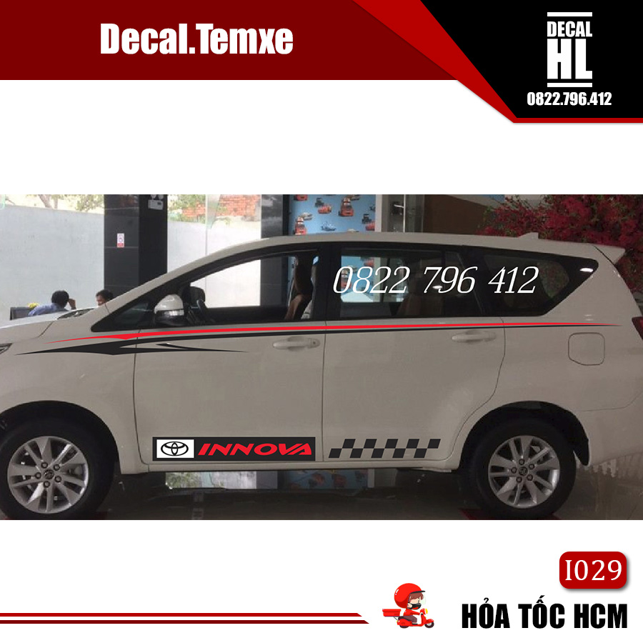 Tem dán sườn xe Innova cao cấp, mẫu mới I029