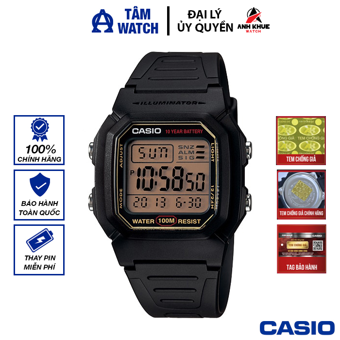 Đồng hồ nam dây nhựa Casio Standard chính hãng Anh Khuê W-800HG-9AVDF (36mm)