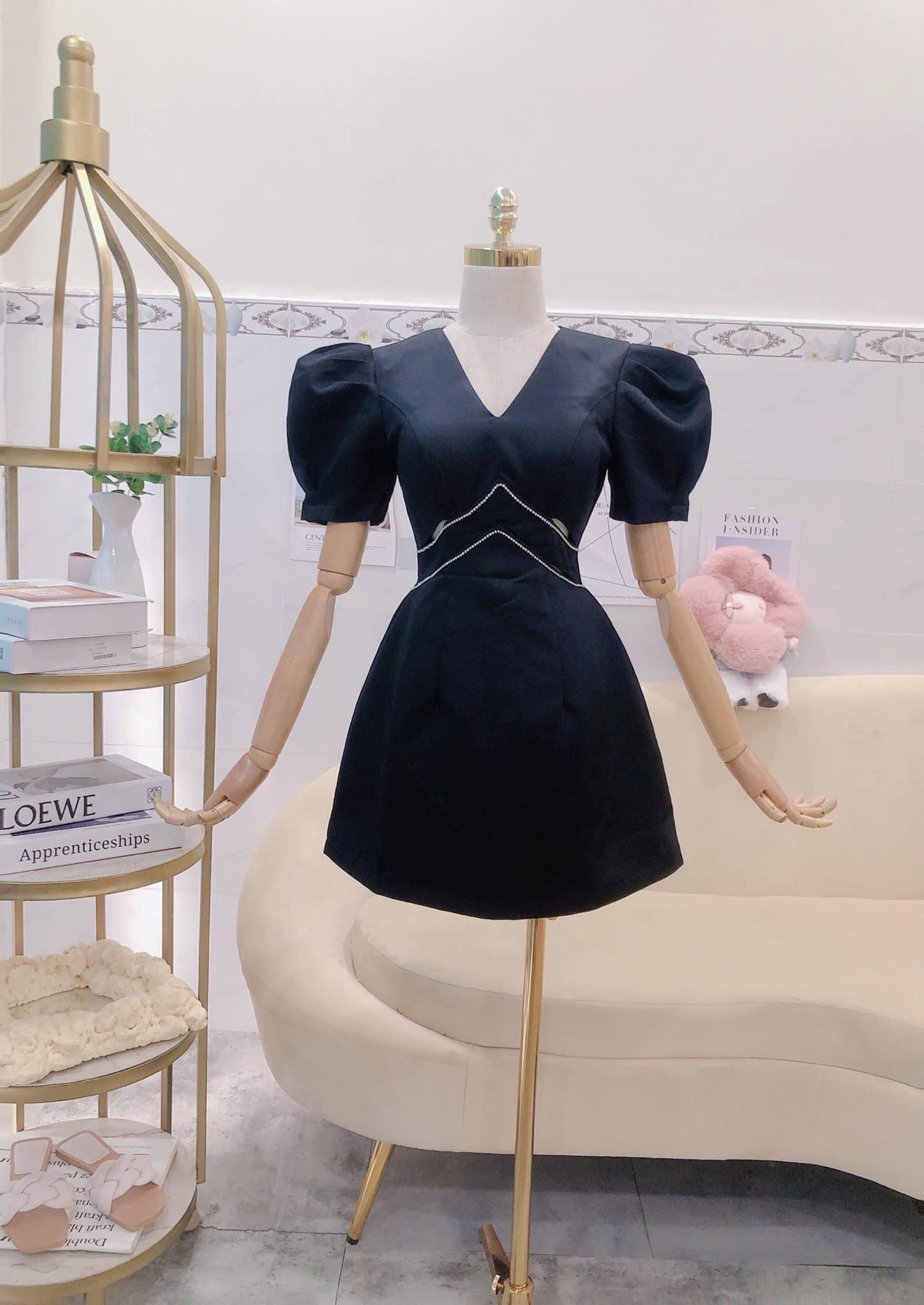 Đầm cổ V khoét eo viền đá tapta Bigsize Kim Ngân từ 50kg đến 100kg