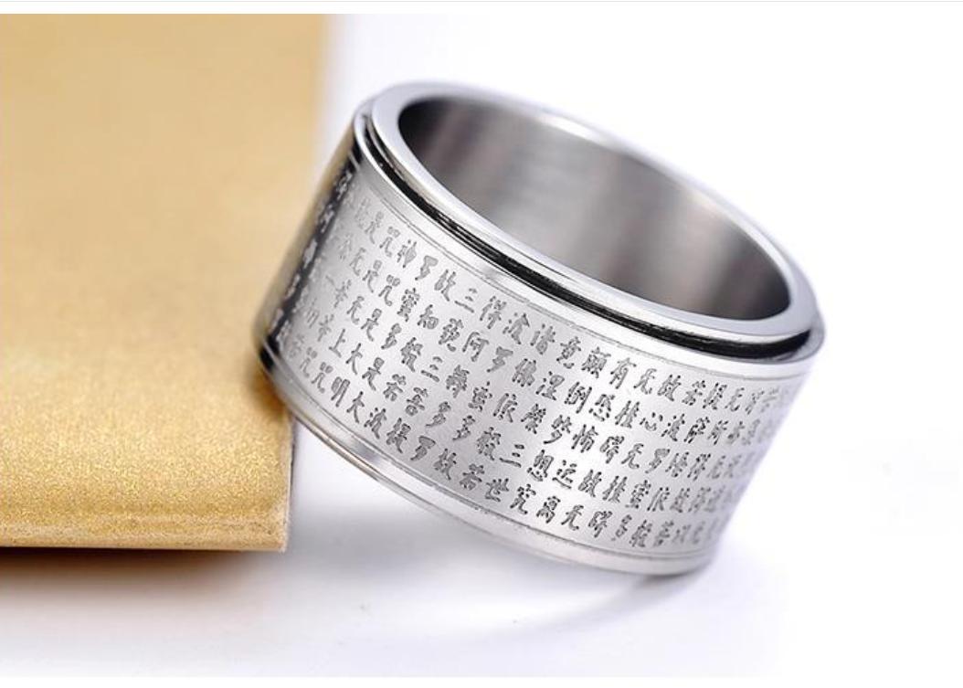 [HCM]Nhẫn titan Prajna Paramita tâm kinh (bạc)